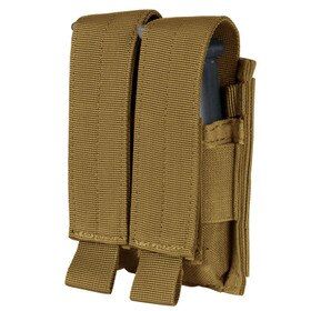 Double Pistol Mag Pouch in Coyote Brown from Condor has hook and flap closures